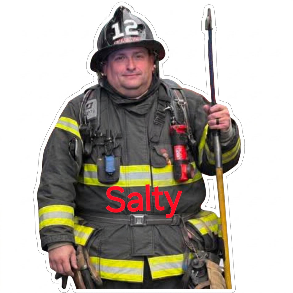 Salty Firefighter with Pole Window/Helmet Decal or MAGNET (sqd.1)
