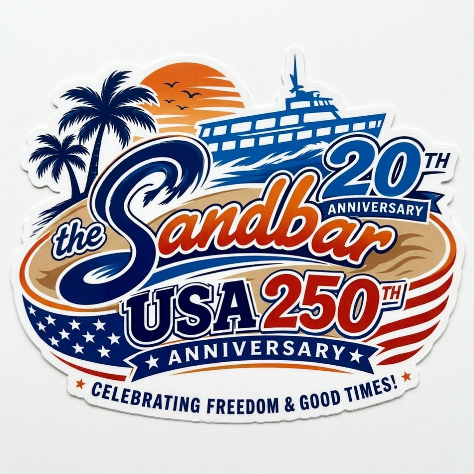 The Sandbar 250th Window or Helmet Decal (rctd.1)