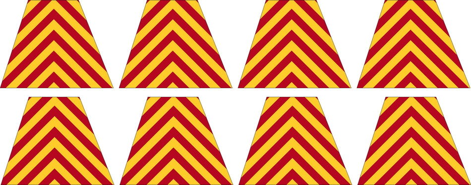 Set of 8 Reflective Chevron Style Trapezoids Decal.