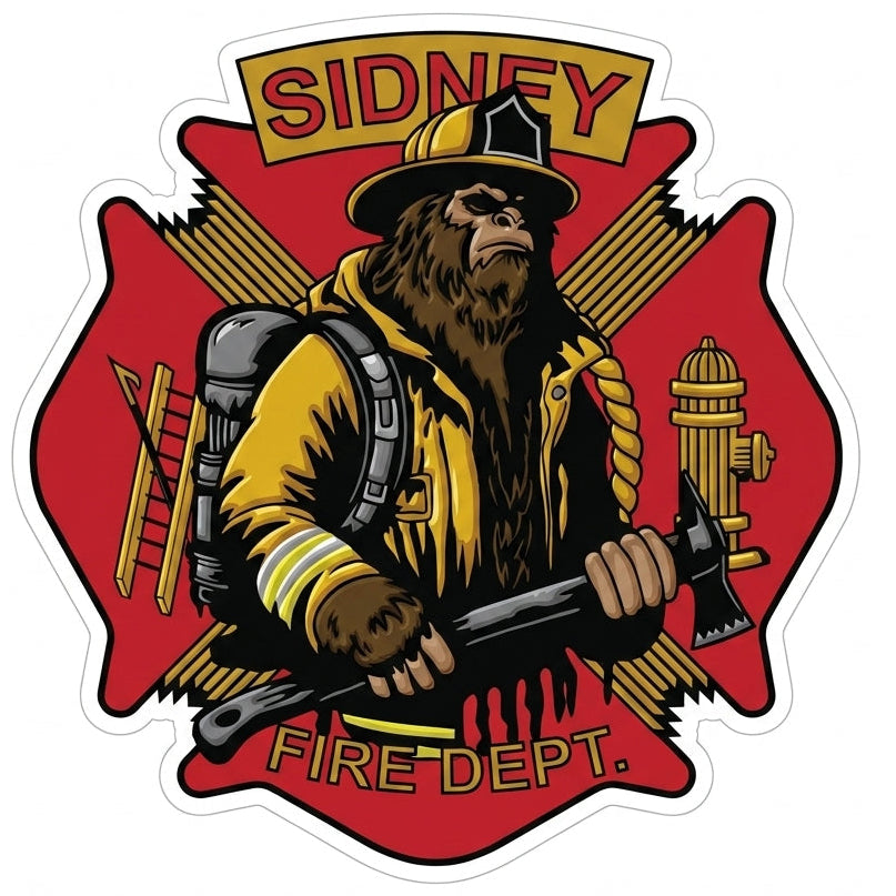 Sidney Fire Dept. Window/Hardhat Decal (sqd.1)