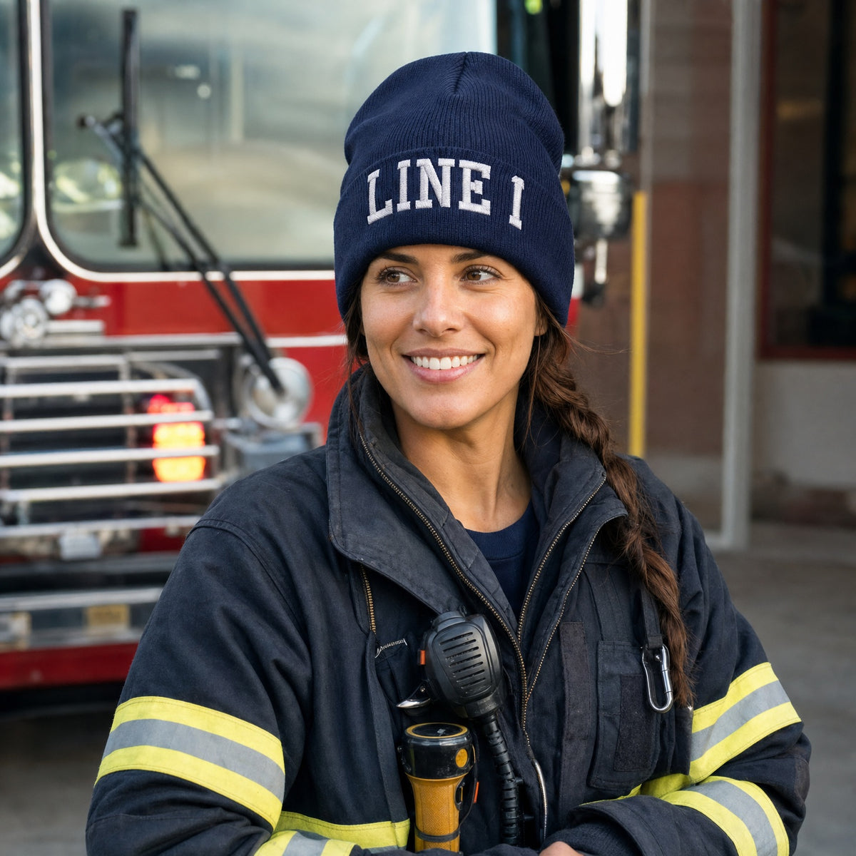 Custom Firefigher Winter Hat - Single Color Initial Embroidered Winter Hat female fire department product image