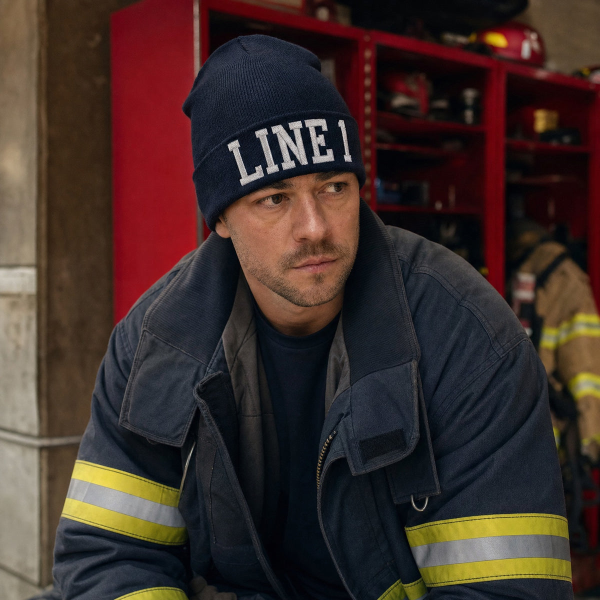 Custom Firefigher Winter Hat - Single Color Initial Embroidered Winter Hat male fire department product image