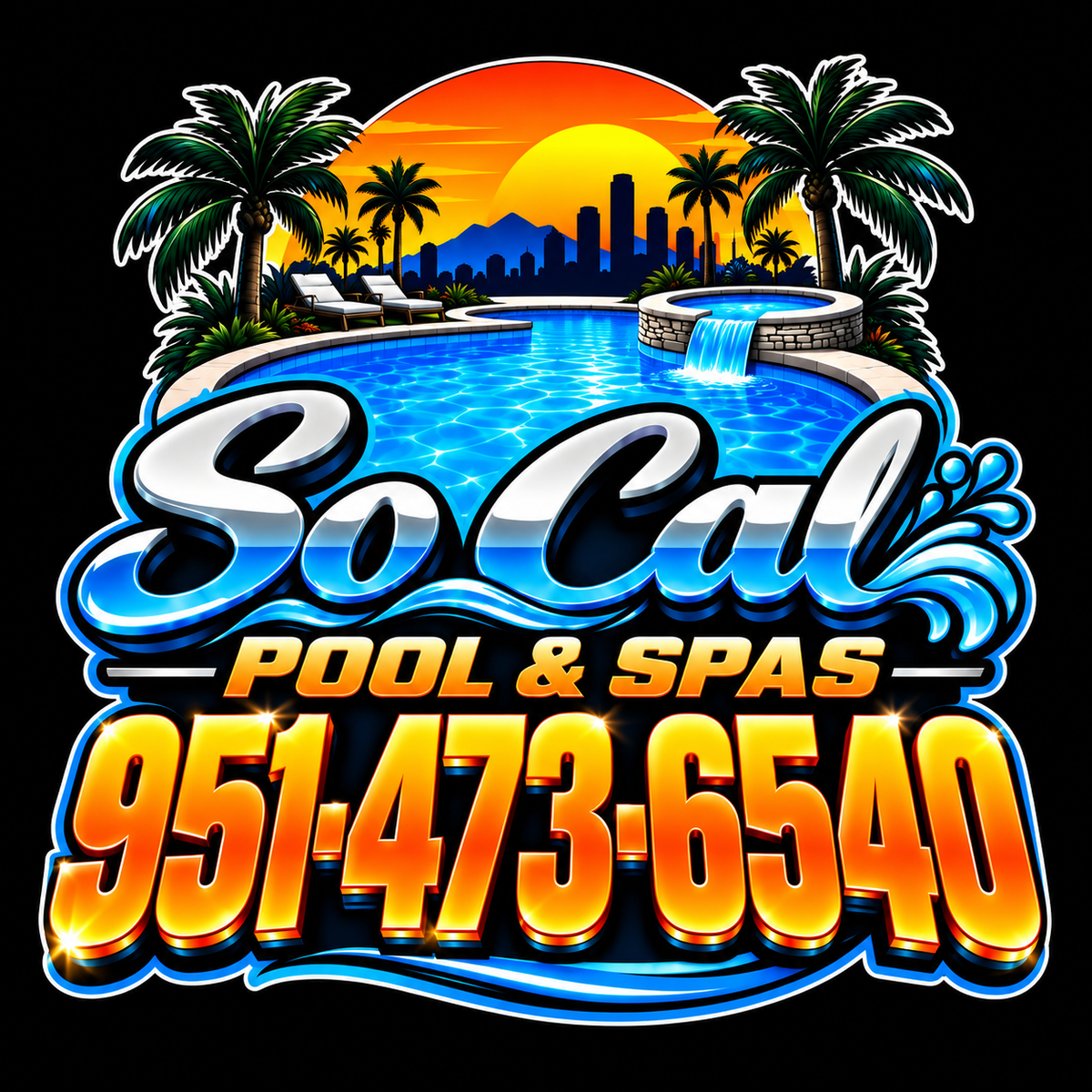 SoCal Pools and Spas ECONOMY Customer Decal Economy Bulk Decals (sqd.1)