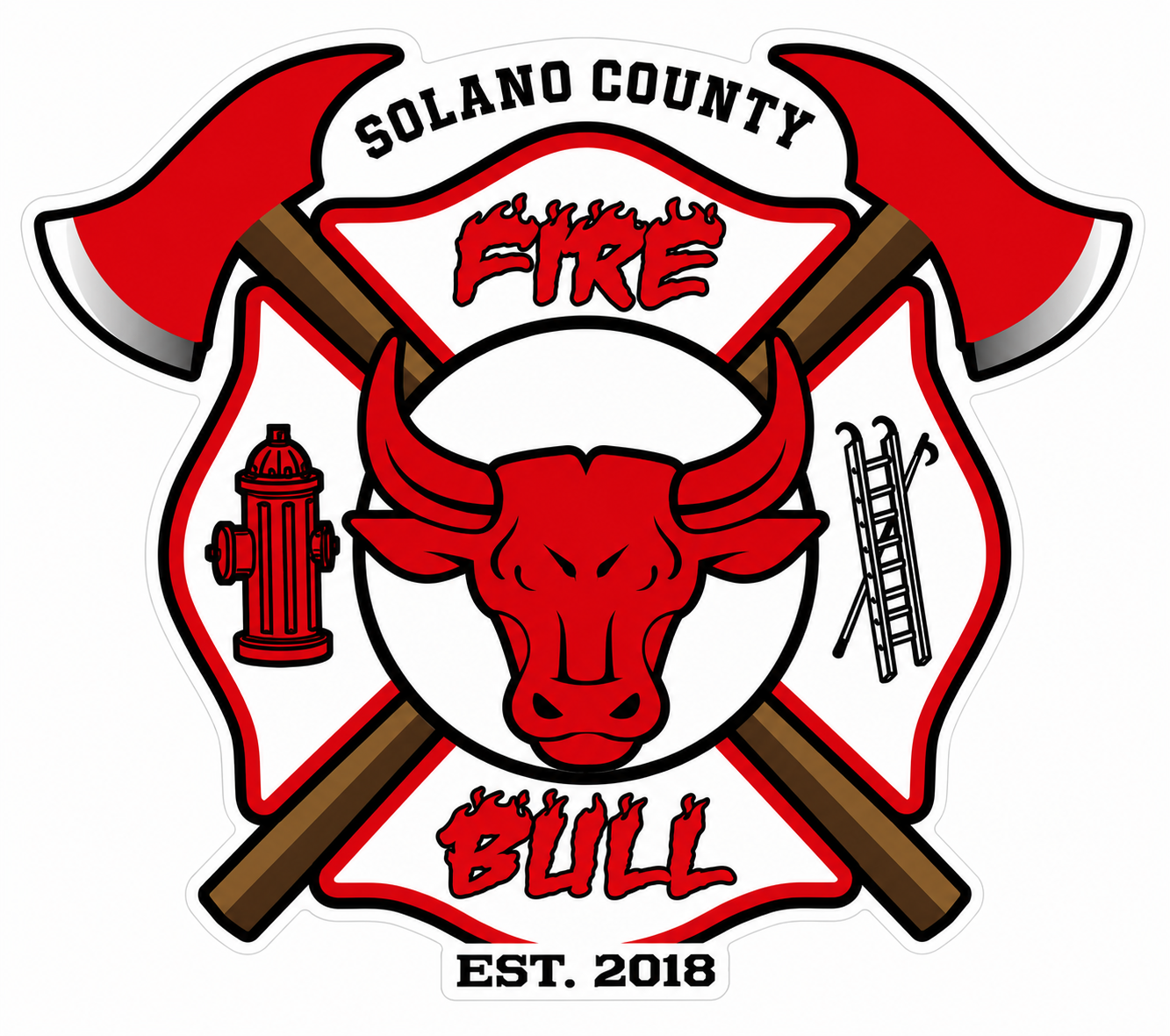 Solano County Fire Bull Window or Helmet Decal economy non-reflective decal