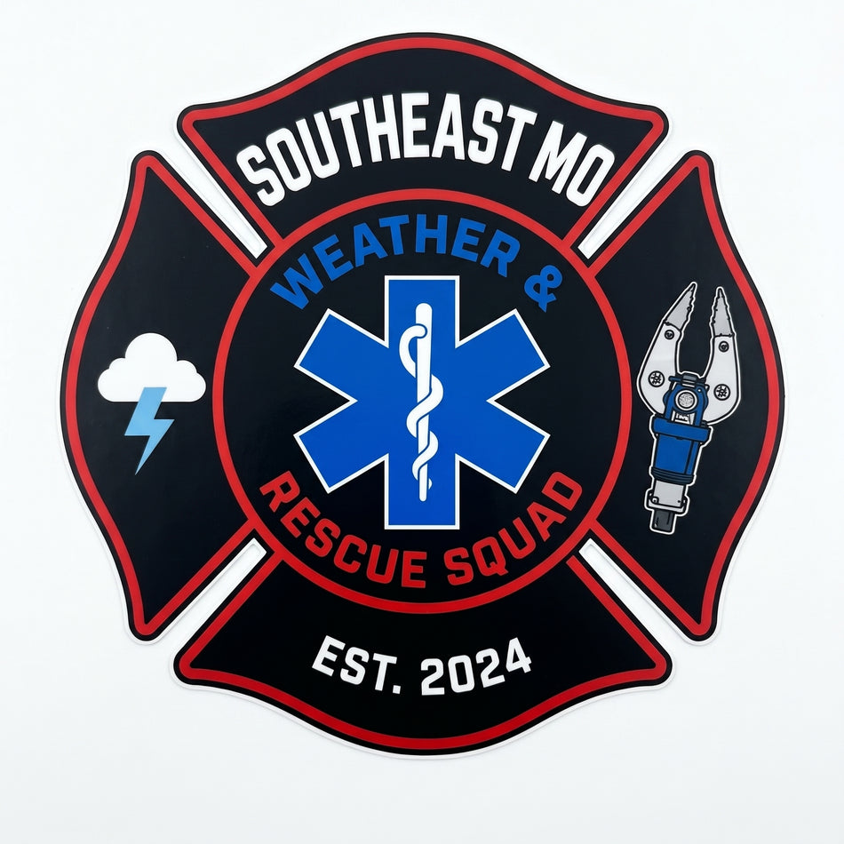 Southeast MO Weather & Rescue Squad Window/Helmet Decal or MAGNET (sqd.1)