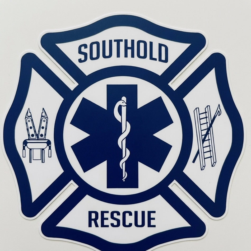 Southold Rescue Maltese Cross Window/Hardhat Decal (sqd.1)