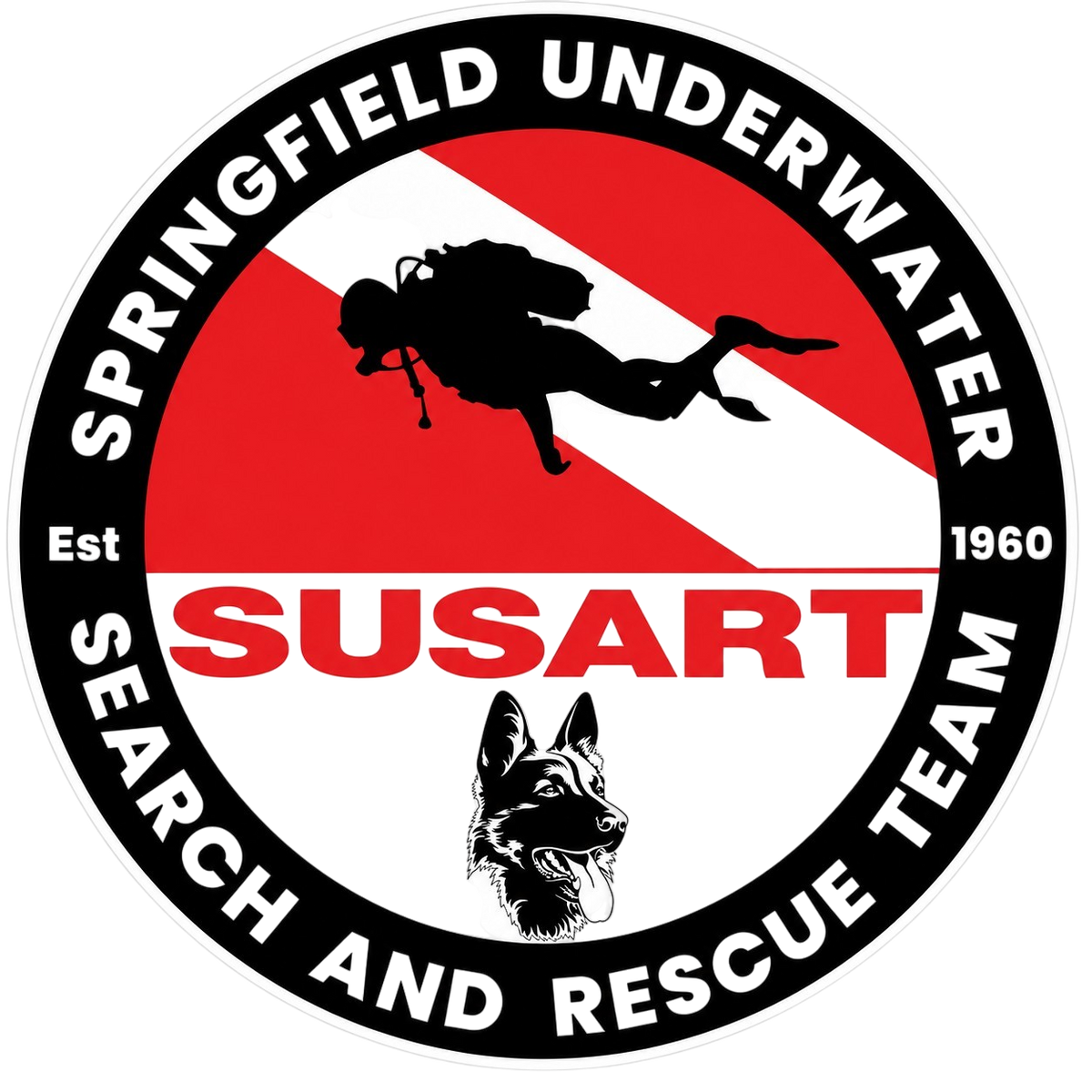 Springfield Underwater Search & Rescue Custom Window or Helmet Decal economy non-reflective decal