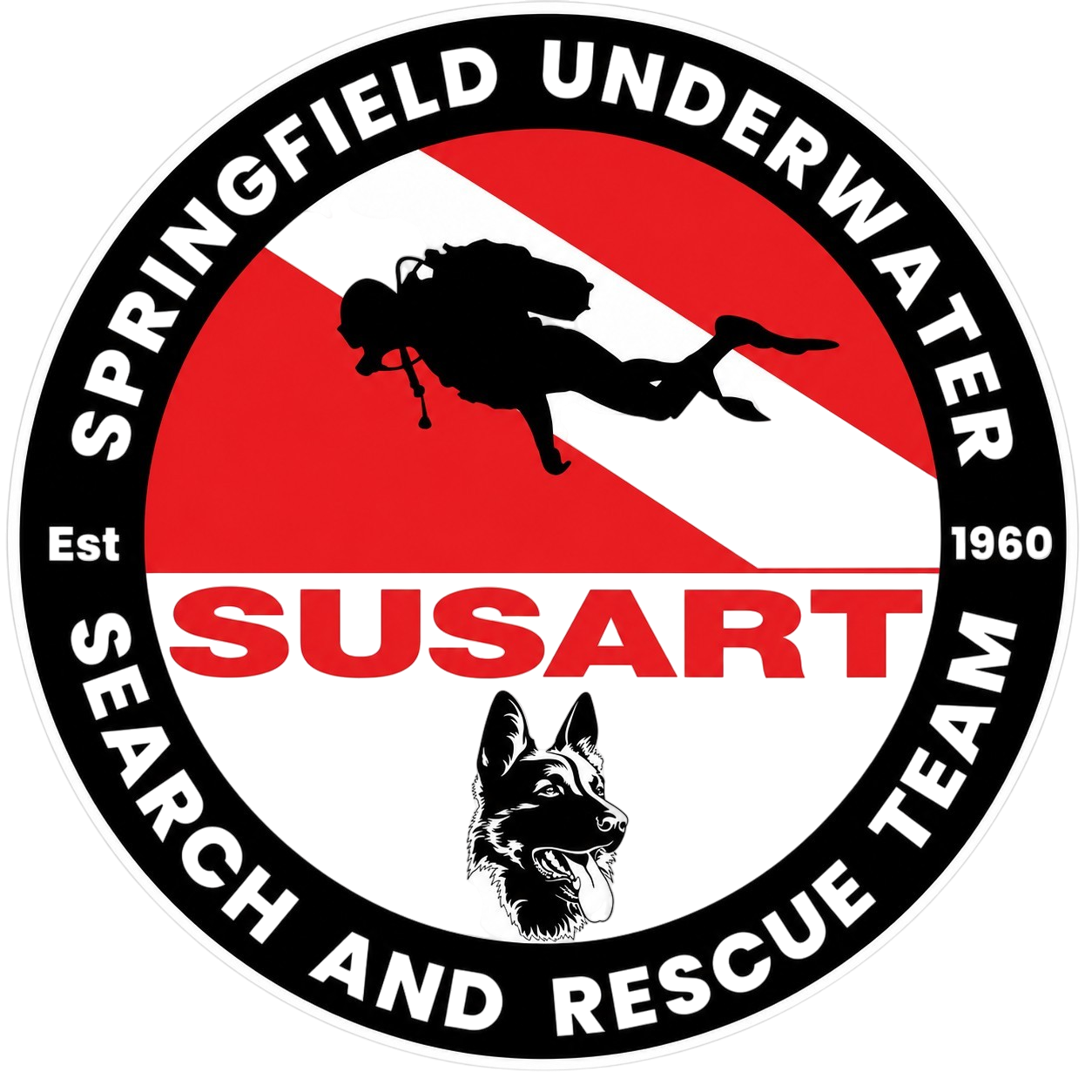 Springfield Underwater Search & Rescue Custom Window or Helmet Decal economy non-reflective decal