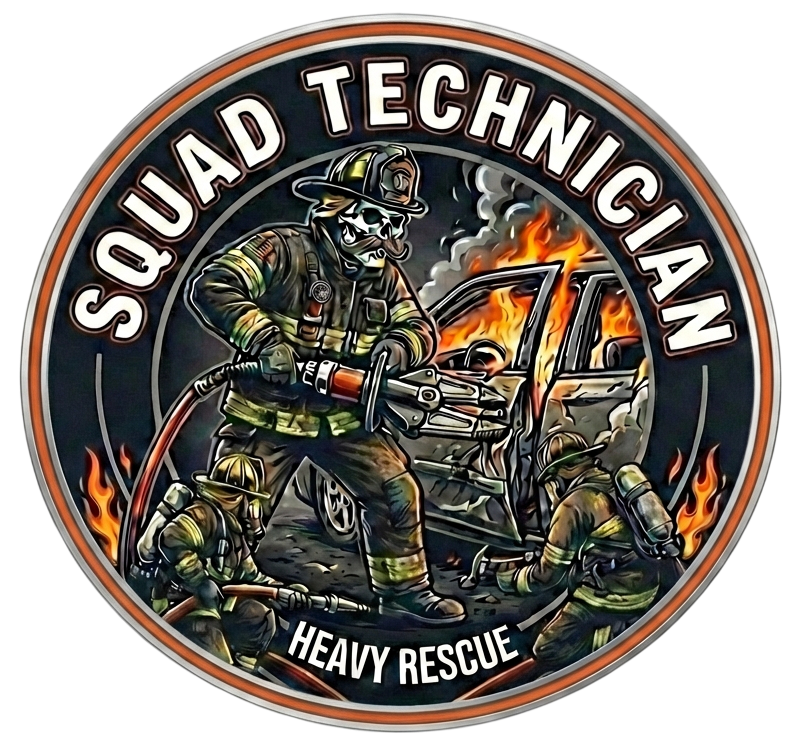 Squad Technician Skeleton Firefighter Fire Dept Window/Helmet Decal or MAGNET