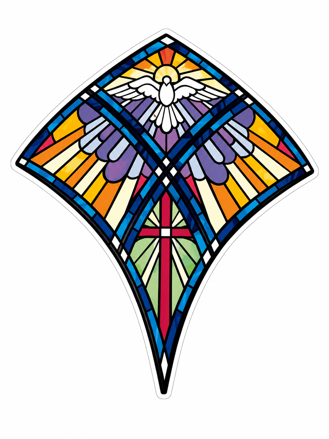 Stained Glass Cross Customer Window or Helmet Decal economy non-reflective decal