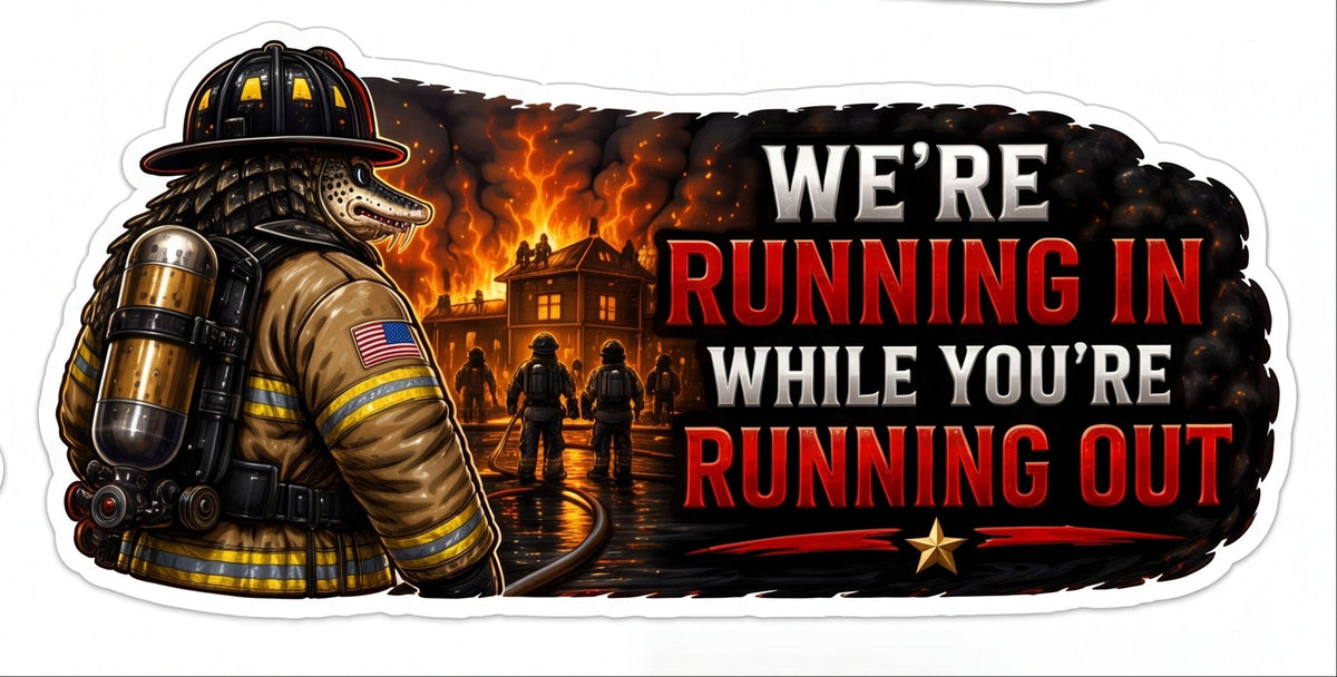 Running in Running Out Alligator Window or Helmet Decal economy bulk decal