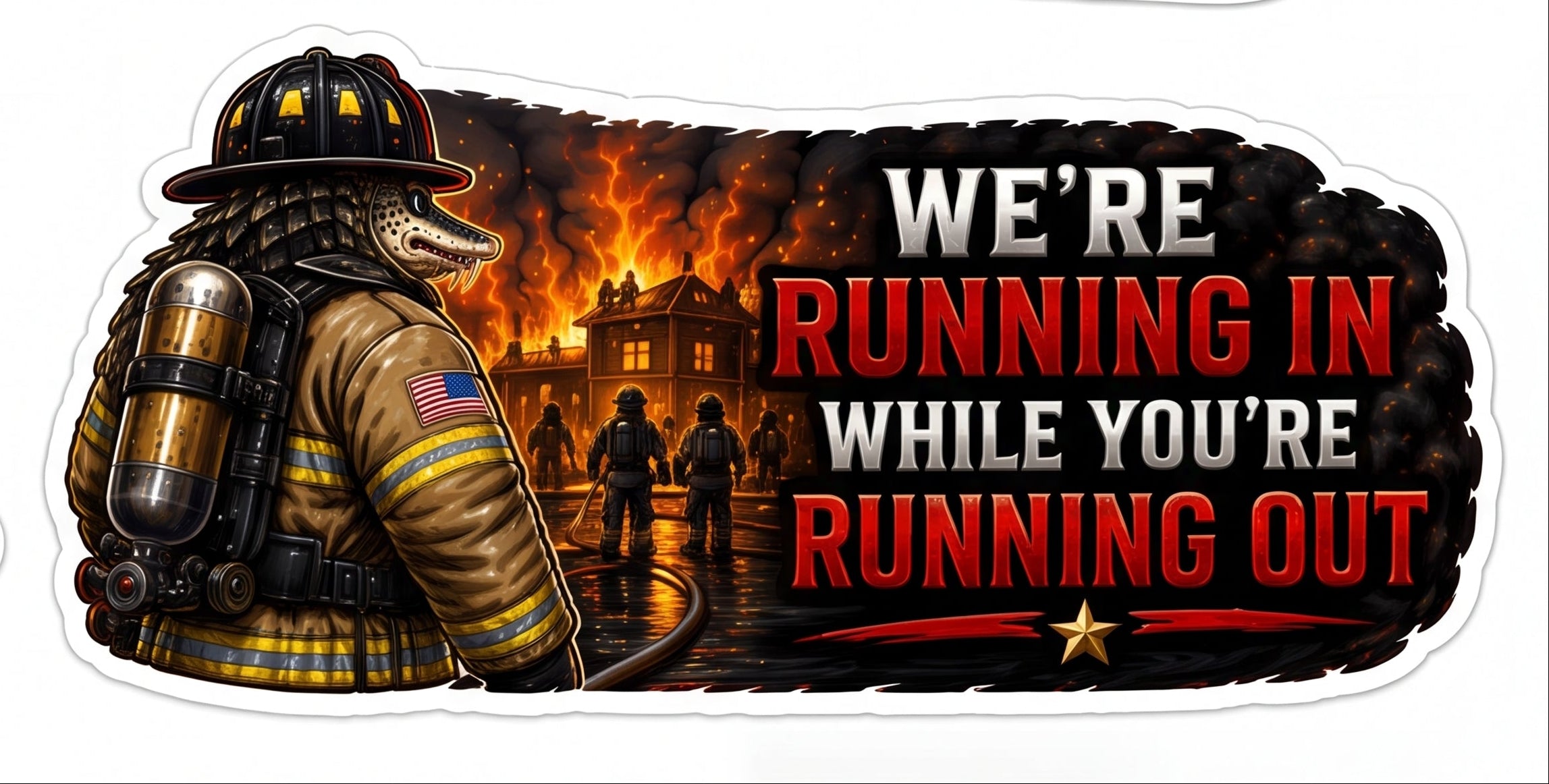 Running in Running Out Alligator Window or Helmet Decal economy bulk decal