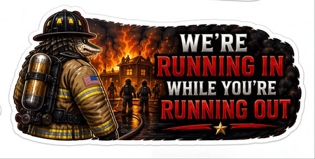 Running in Running Out Alligator Window or Helmet Decal economy bulk decal