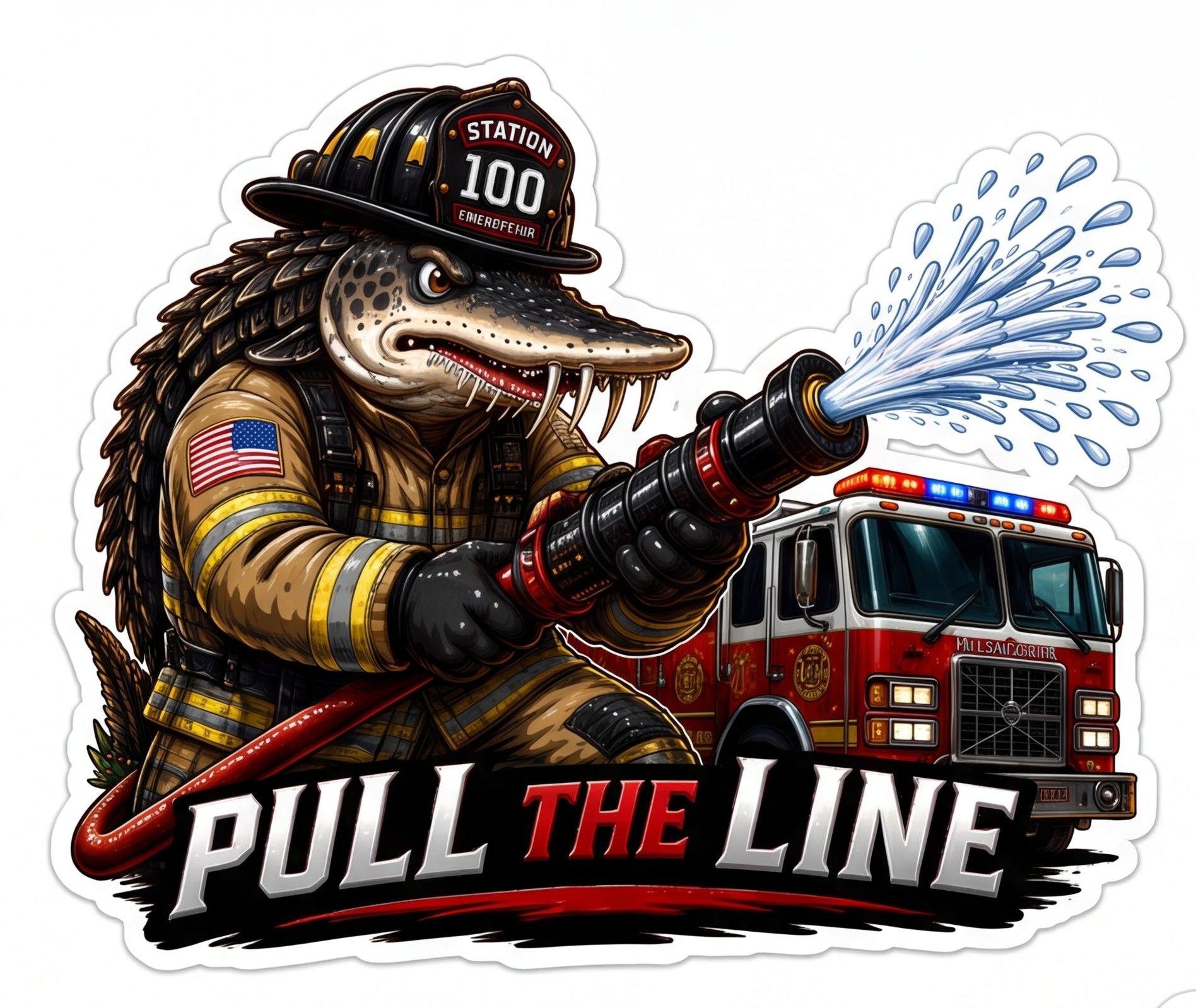 Pull the Line Alligator Window or Helmet Decal economy bulk decal