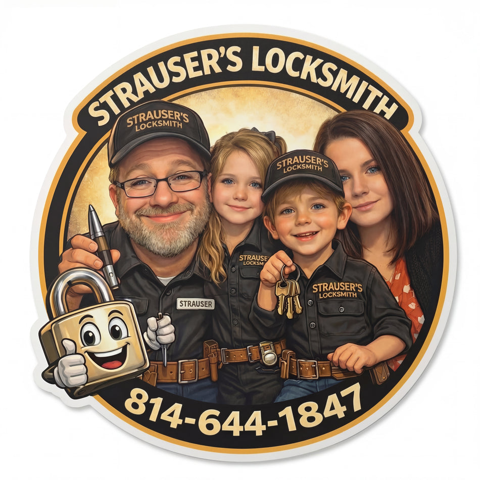 Straussers Locksmith Family Helmet Window/Helmet Decal or MAGNET