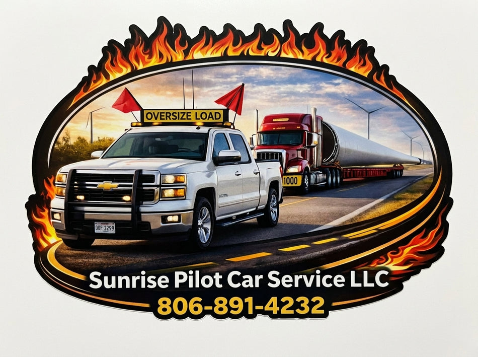 Sunrise Pilot Car Service Window or Helmet Decal (rctd.1)