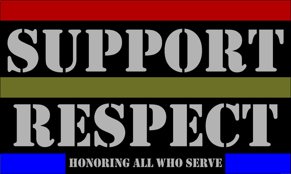 Thin Blue Line "Support Respect" Distressed Fire Police Military Flag Window or Helmet Sticker - Police Law Enforcement