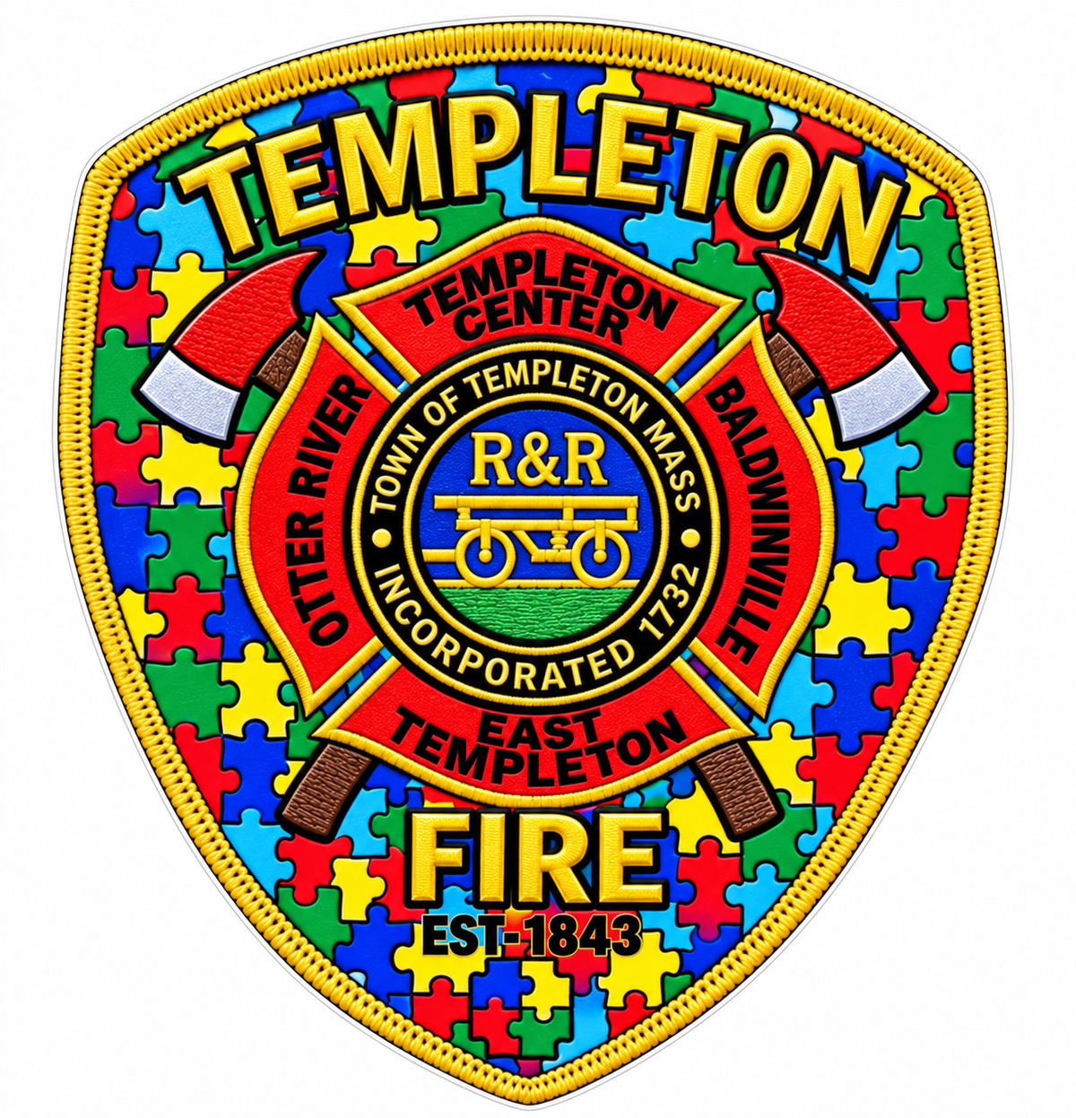 Templeton Fire Badge ECONOMY Customer Decal Economy Bulk Decals (sqd.1)