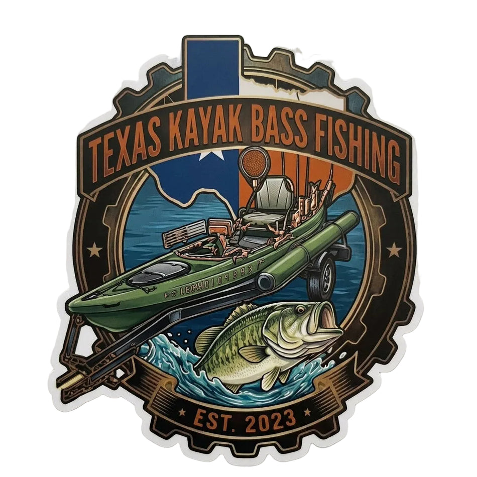 Texas Kayak Bass Fishing Window/Helmet Decal or MAGNET