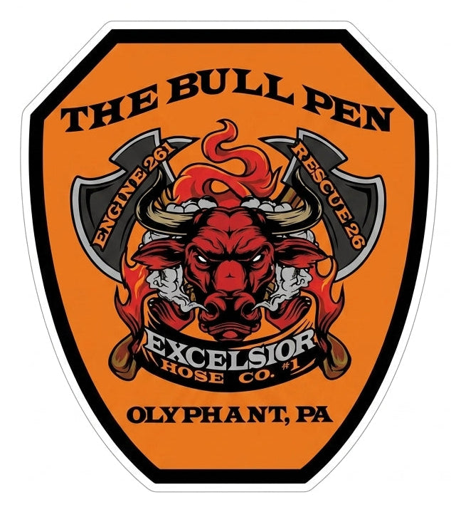 The Bull Pen Olyphant, PA Window/Helmet Decal or MAGNET (sqd.1)