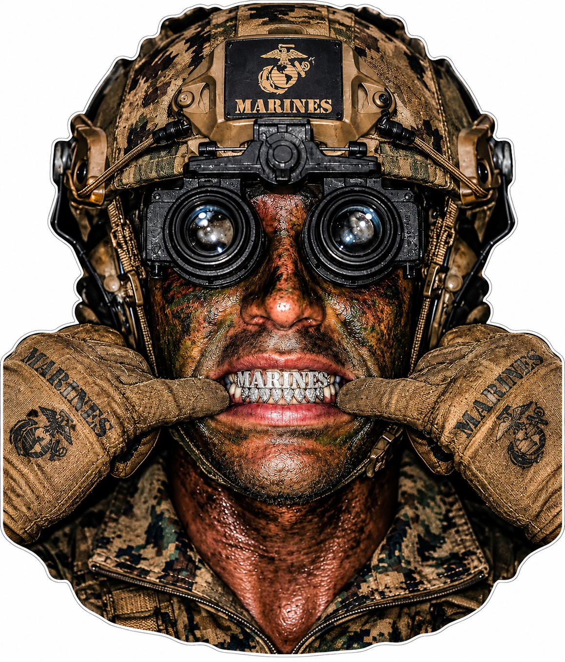 Marine Teeth PREMIUM Customer Window or Helmet Decal (sqd.1)