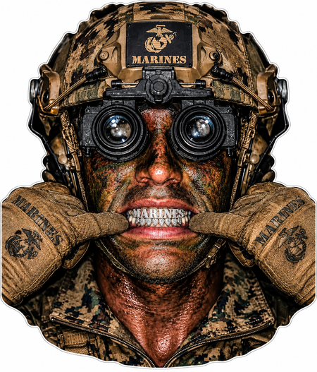 Marine Teeth PREMIUM Customer Window or Helmet Decal (sqd.1)