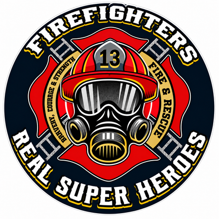 Firefighter Super Heroes PREMIUM Customer Window or Helmet Decal (sqd.1)
