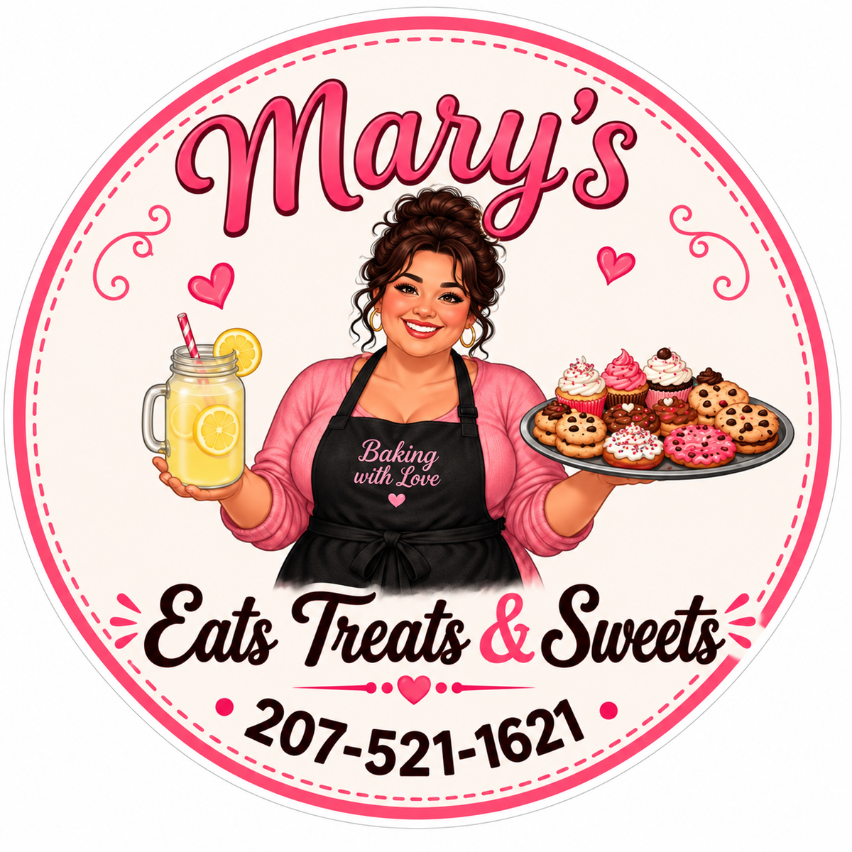 Mary's Baking Treats PREMIUM Customer Window or Helmet Decal (sqd.1)