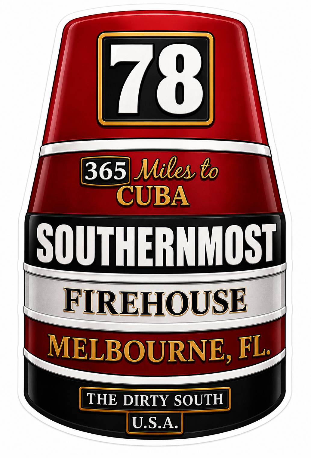 365 Miles to Cuba PREMIUM Customer Window or Helmet Decal (sqd.1)