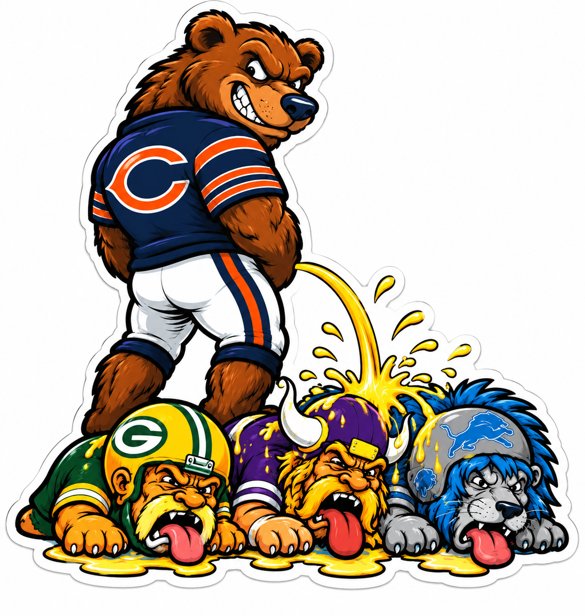 Bears Pee on Football PREMIUM Customer Window or Helmet Decal (sqd.1)