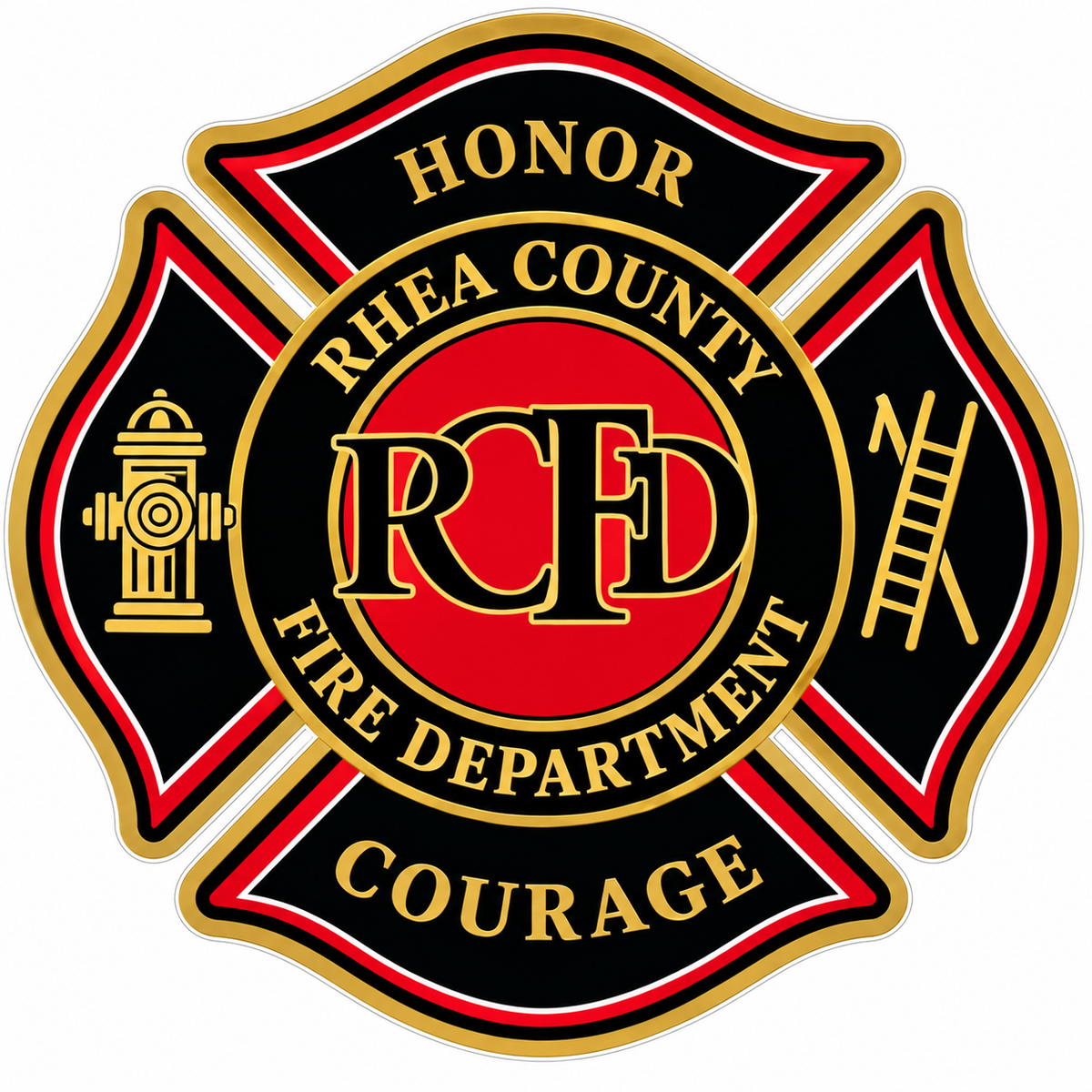 Rhea County Firefighter Maltese PREMIUM Customer Window or Helmet Decal (sqd.1)