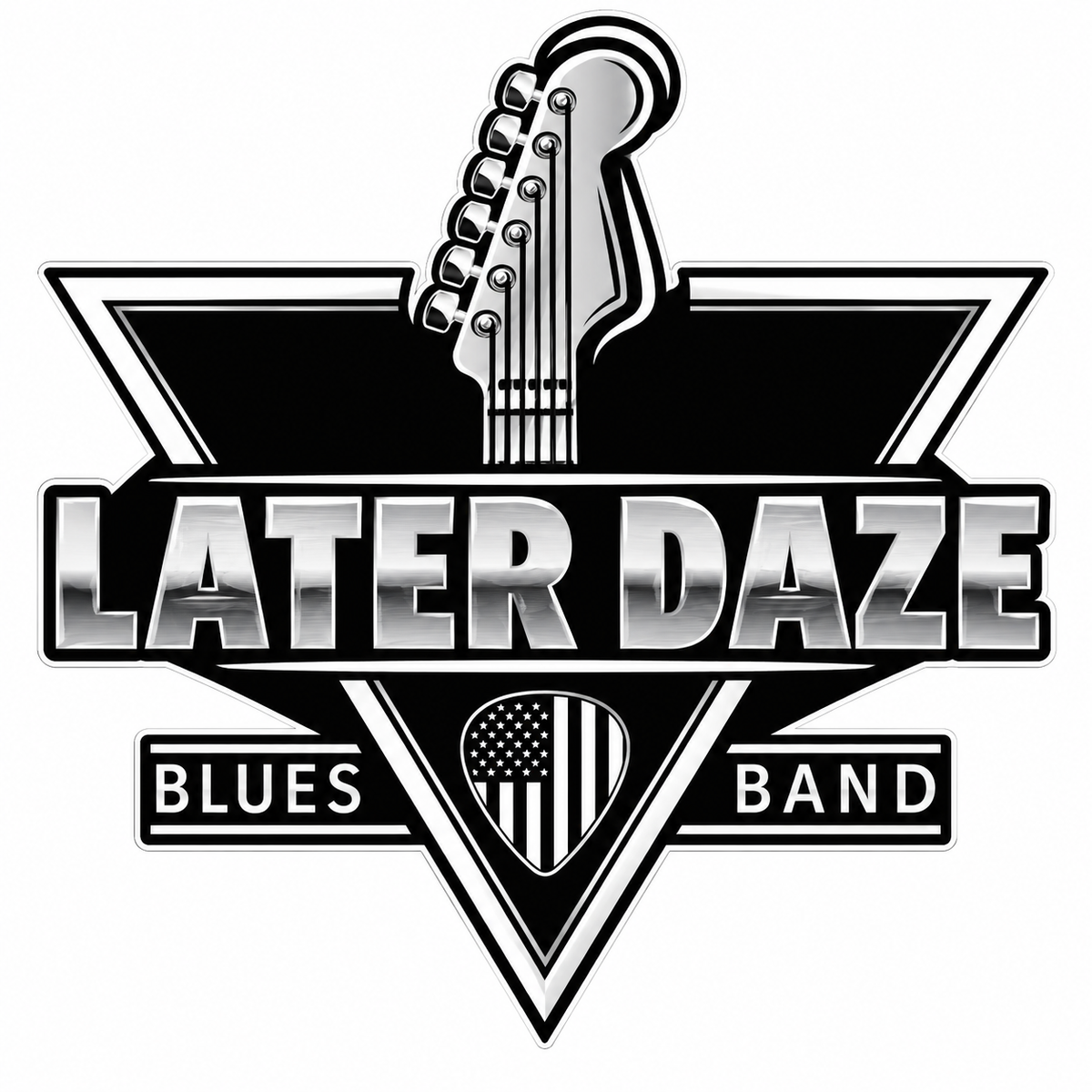 Later Daze Guitar PREMIUM Customer Window or Helmet Decal (sqd.1)