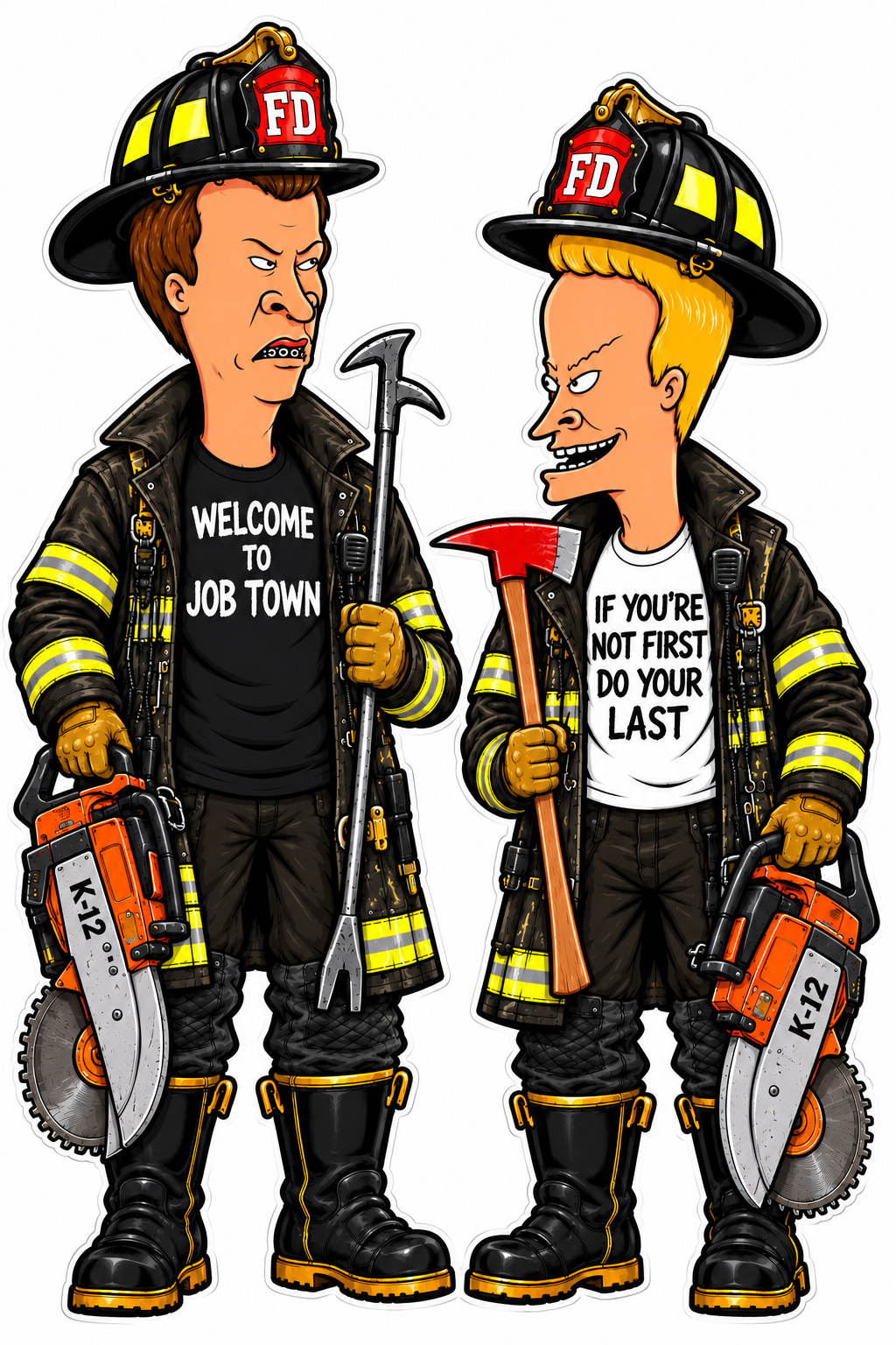 Beavis Butthead Firefighter ECONOMY Customer Decal Economy Bulk Decals (sqd.1)