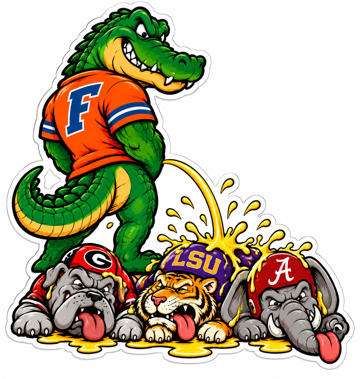 Gator Pee on Football PREMIUM Customer Window or Helmet Decal (sqd.1)
