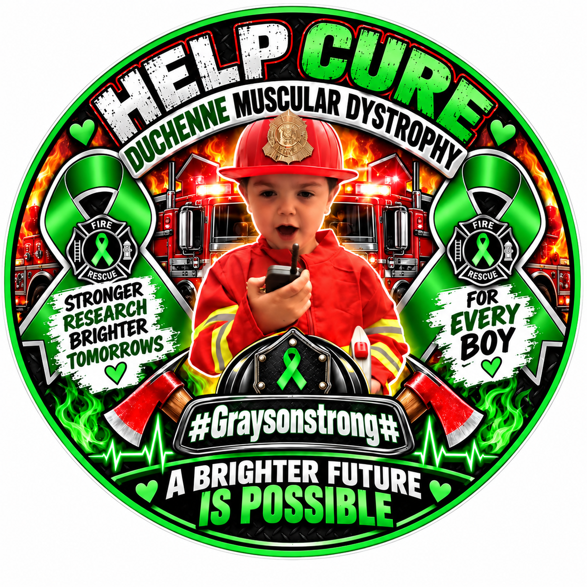 Grayson Strong Help Cure ECONOMY Customer Decal Economy Bulk Decals (sqd.1)
