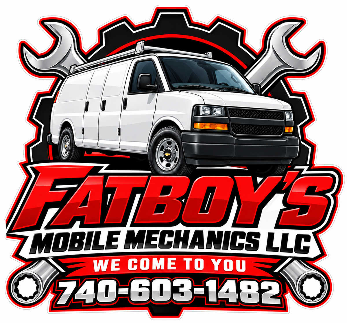 Fat Boys Mobile Mechanic ECONOMY Customer Decal Economy Bulk Decals (sqd.1)