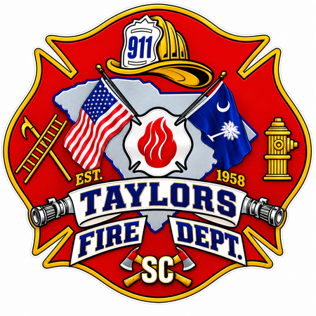 Taylors Fire Dept. PREMIUM Customer Window or Helmet Decal (sqd.1)