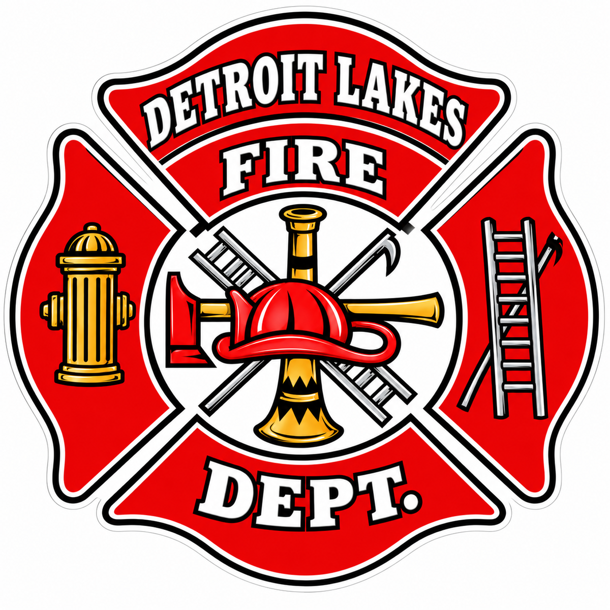 Detroit Lakes Fire Maltese ECONOMY Customer Decal Economy Bulk Decals (sqd.1)