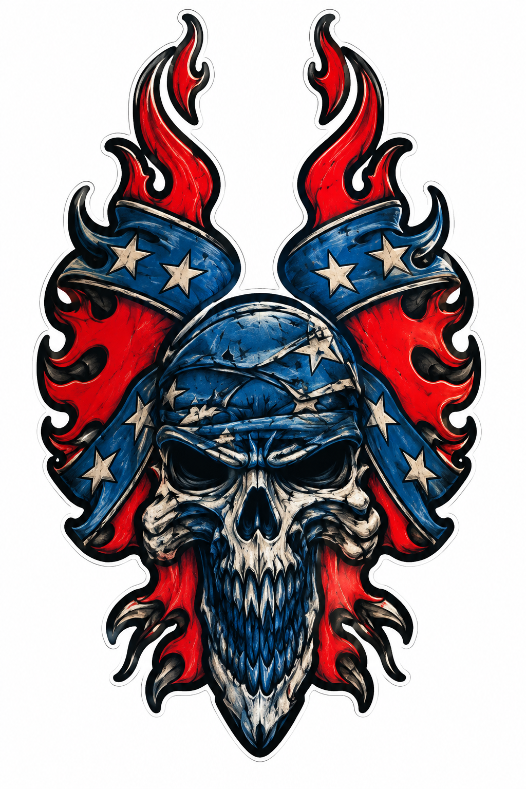 Hawk Skull Flag Flame ECONOMY Customer Decal Economy Bulk Decals (sqd.1)