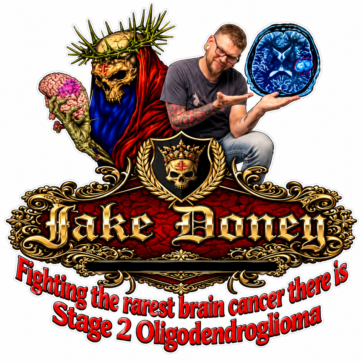 Jake Doney Cancer Awareness PREMIUM Customer Window or Helmet Decal (sqd.1)