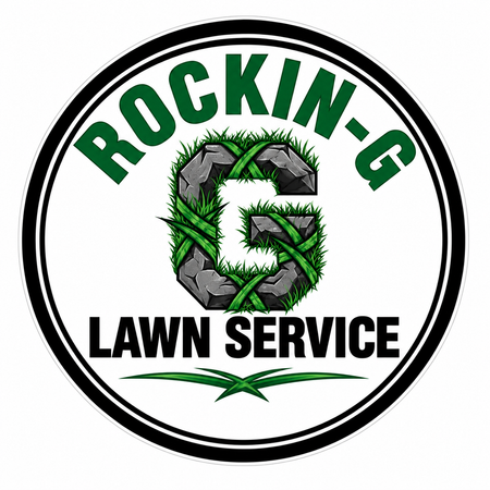 Rockin G Lawn Service PREMIUM Customer Window or Helmet Decal (sqd.1)