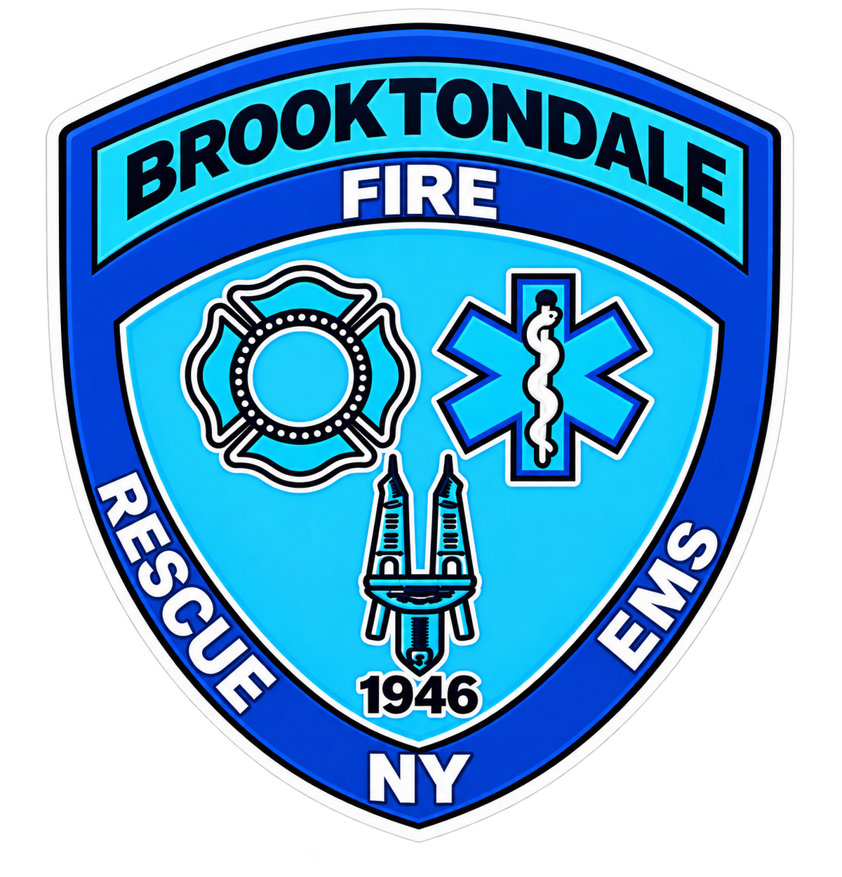Brooktondale Fire Blue ECONOMY Customer Decal Economy Bulk Decals (sqd.1)