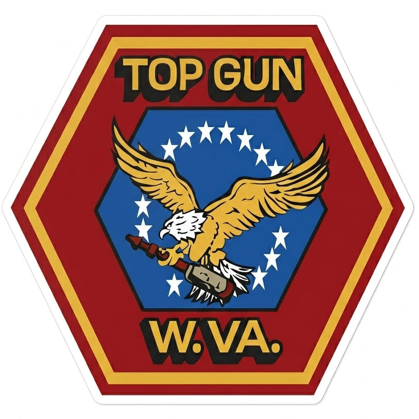 Top Gun West Virginia Window/Helmet Decal or MAGNET (sqd.1)