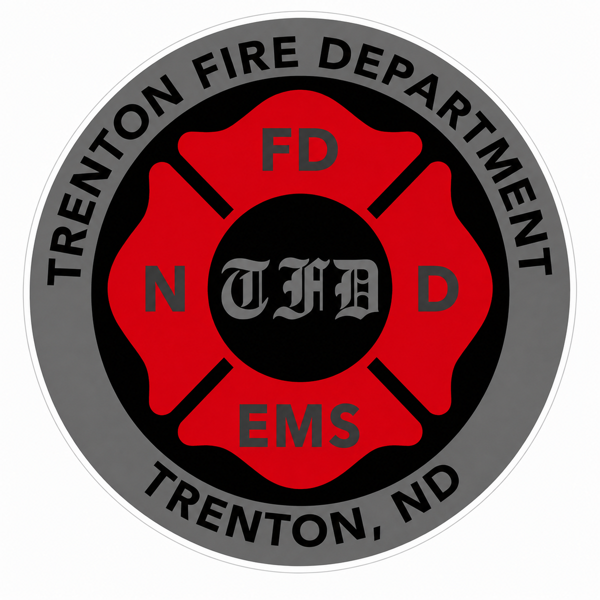 Trenton Fire Protection Maltese Custom Window or Helmet Decal economy non-reflective decal
