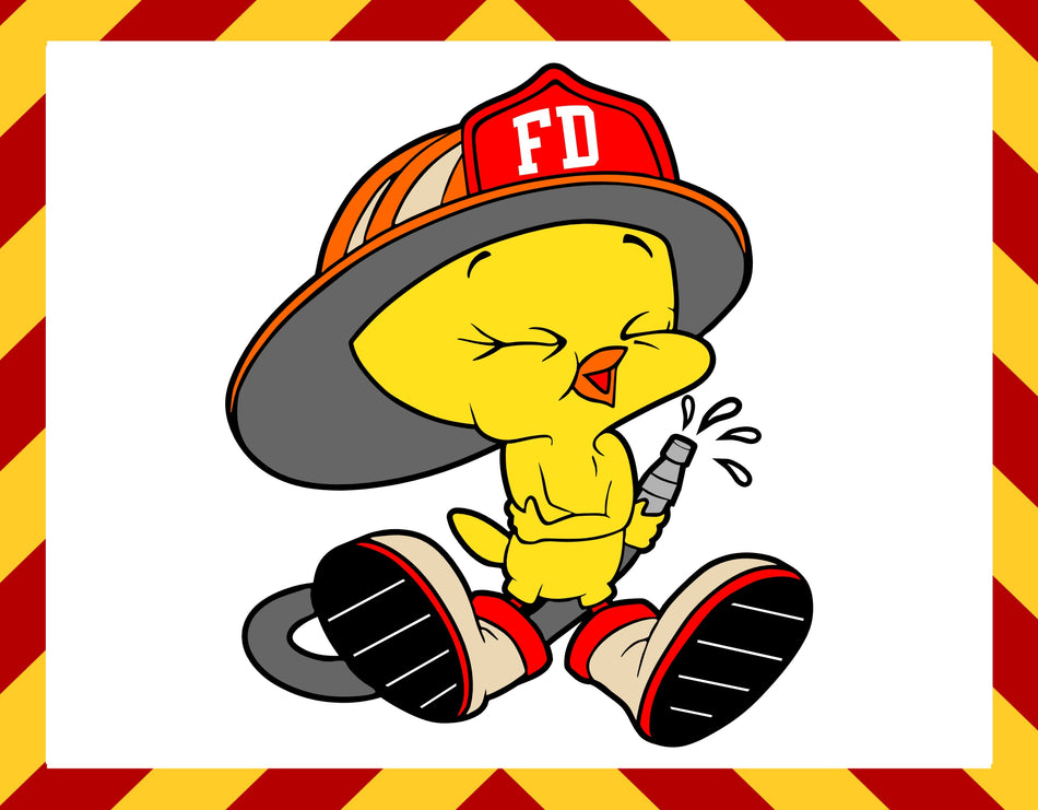 Window Decal - Tweet Bird Firefighter Decal