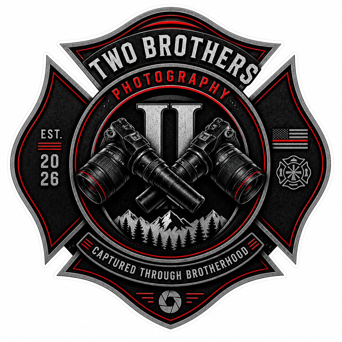 Two Brothers Photography Customer Window or Helmet Decal economy non-reflective decal