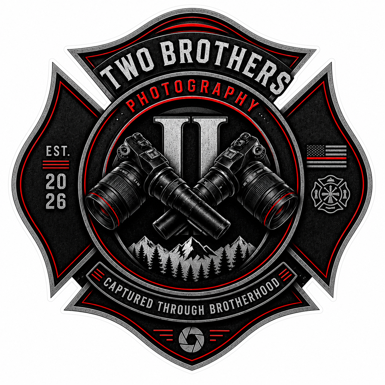 Two Brothers Photography Customer Window or Helmet Decal economy non-reflective decal