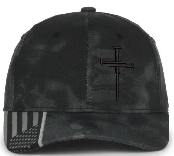 Christian Hat for Men Women Jesus 3 Nail Cross Hat BLACK CROSS Adjustable Hat