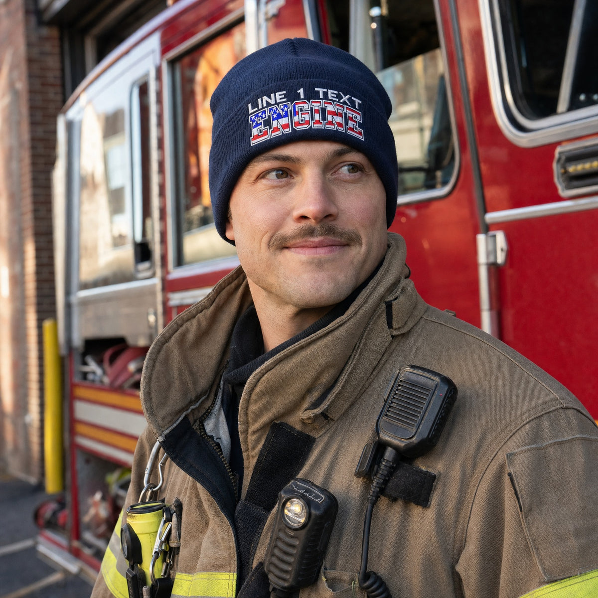 Custom Firefighter Winter Hat - USA ENGINE Style Embroidered Winter Hat male fire department product image
