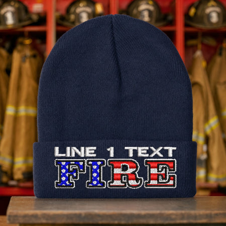 Custom Firefigher Winter Hat - USA FIRE Style Embroidered Winter Hat main fire department product image